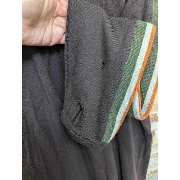 Icebreaker Sport Merino Wool Mens XL 1/4 Zip Pullover Sweater Top Brown Striped - Picture 9 of 10